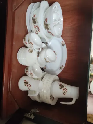 Vajilla Opalina Vintage Flor Almendro Arcopal