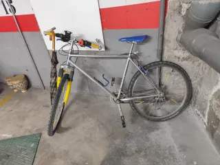 Bicicleta de montaña plateada