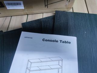 VASAGLE Mesa de Consola de 2 Niveles, Mesa Auxiliar con 2 Estantes, 20 x 100 x 80 cm, para Sala de Estar, Pasillo, Recibidor, Gris Carbón y Negro Tinta LNT131B22