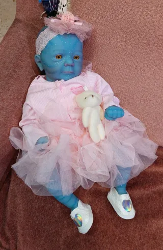 Muñeco Reborn Vinilo Avatar Bebé Azul