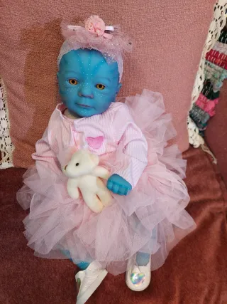 Muñeco Reborn Vinilo Avatar Bebé Azul