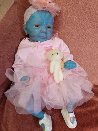 Muñeco Reborn Vinilo Avatar Bebé Azul