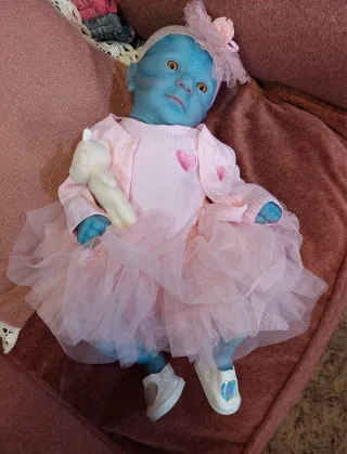 Muñeco Reborn Vinilo Avatar Bebé Azul