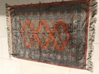 Alfombra de terciopelo naranja y gris