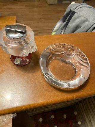 Lalique posacenere e accendino testa di leone