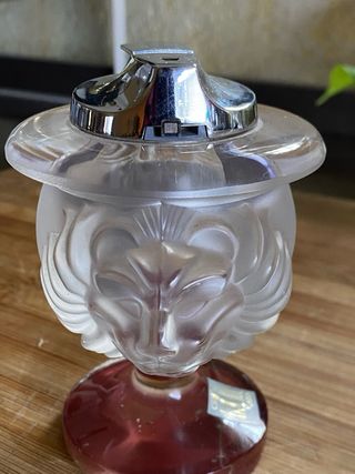 Lalique posacenere e accendino testa di leone