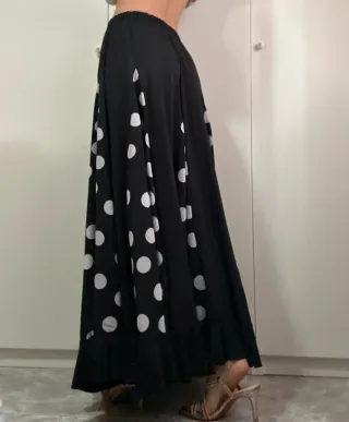 Falda flamenca negra lunares blancos