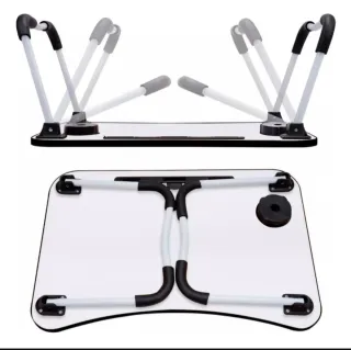 Mesa auxiliar cama gris metal/madera