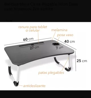 Mesa auxiliar cama gris metal/madera