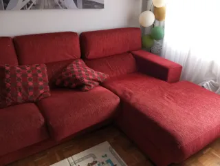 Divano chaise longue 4 posti rosso