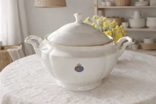 Vajilla porcelana 12 comensales azul y blanco