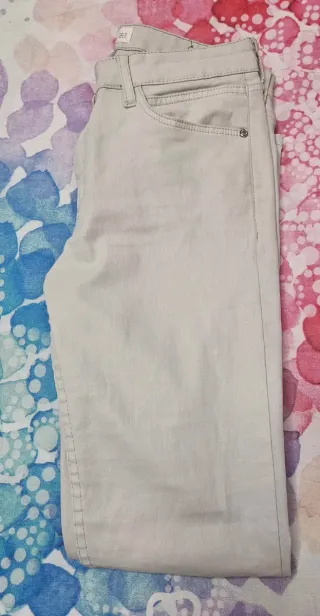 Pantalón encerado Mango mujer beige