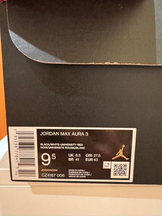 Jordan Max Aura 3 Negro Rojo