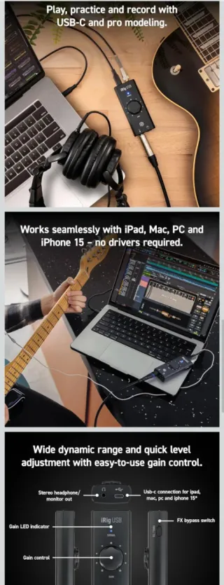 IK Multimedia iRig USB Interfaz Guitarra/Bajo