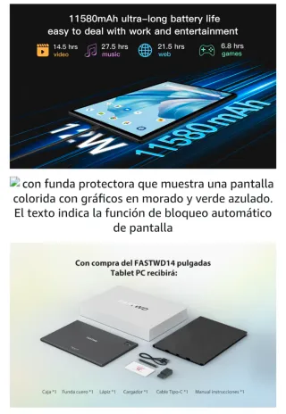 Tablet FASTWD 14 Android 14 5G 36GB RAM Grigio