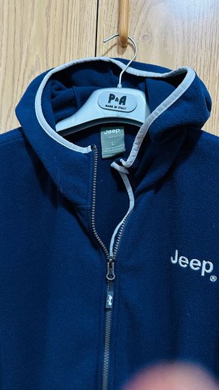 Felpa pile Jeep blu con cappuccio