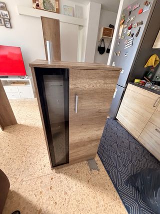 Mueble TV madera y cristal