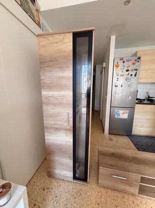 Mueble TV madera y cristal