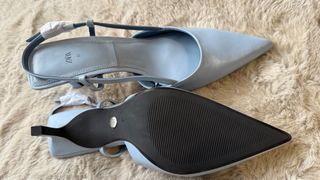 Zapatos Zara Tacon Cuero Azul Cielo Talla 37