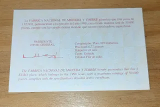 1 Euro 1998 Laureada FNMT