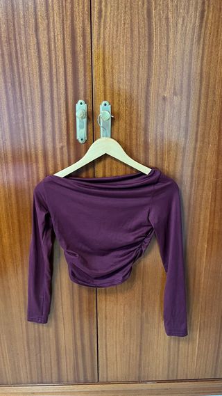 Top burdeos manga larga