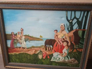 Lienzo Pintura Acrílica Escena Rural