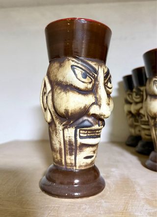 Vaso Tiki Porcelana Beige y Marrón 20 unidades