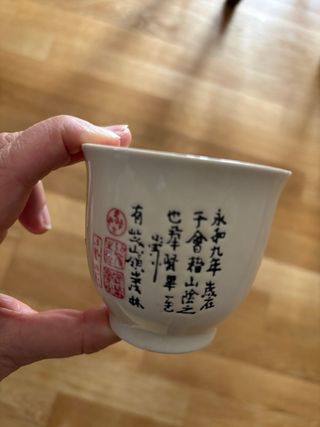 Juego de té estilo chino porcelana y metal