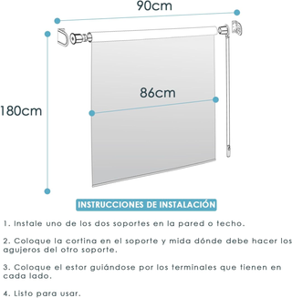 Estor Opaco Enrollable Blackout Gris 90x180cm