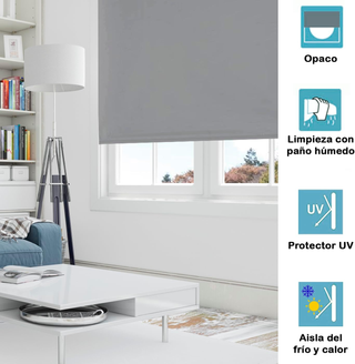 Estor Opaco Enrollable Blackout Gris 90x180cm