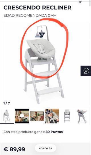 Chicco Crescendo Recliner Asiento Bebé