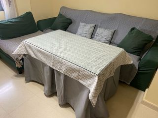 Mesa camilla tela y cristal