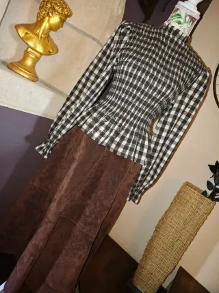 BLUSA CUADROS NIDO DE ABEJA ZARA