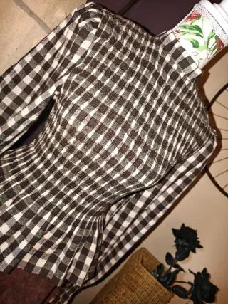 BLUSA CUADROS NIDO DE ABEJA ZARA