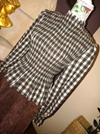 BLUSA CUADROS NIDO DE ABEJA ZARA