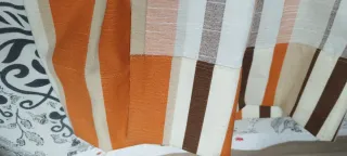 Cortinas de tela a rayas. 2 paños. 247 por 170