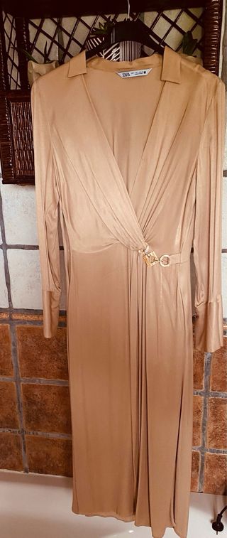 Vestido beige Zara  cruce pecho