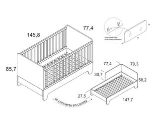 Cuna Ros Mini Evolutiva Blanca