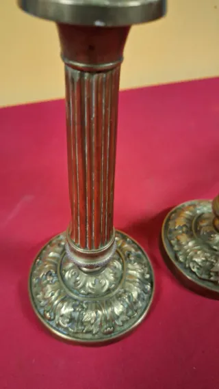 Pareja Candelabros Bronce Vintage