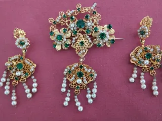 Aderezo Fallera color oro y verde