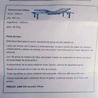 Cama Articulada Eléctrica Colchón Antiescaras 105