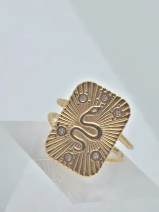 Anillo Serpiente Baño Oro Acero Quirúrgico