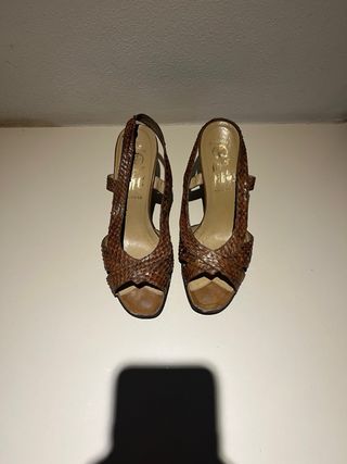 Sandalo con tacco in rettile Tg 36