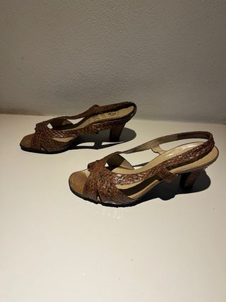 Sandalo con tacco in rettile Tg 36