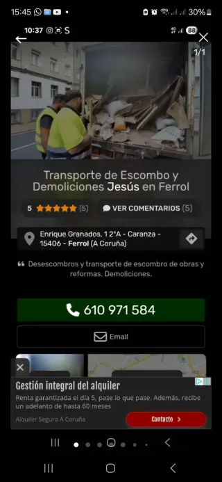 Trasporte  demoliciones  Recogida desescombro