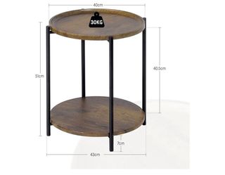 Tavolino rotondo industrial 2 ripiani