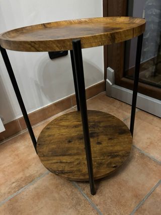 Tavolino rotondo industrial 2 ripiani