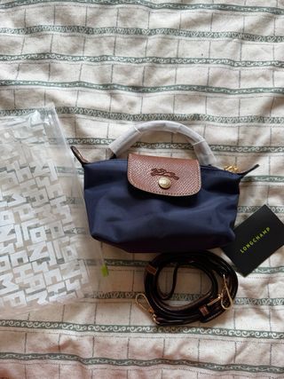 Bolso mini Longchamp Azul Marrón