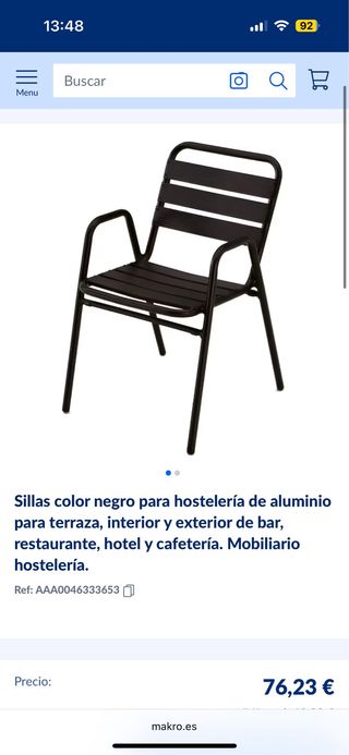 Sillas de aluminio para hostelería