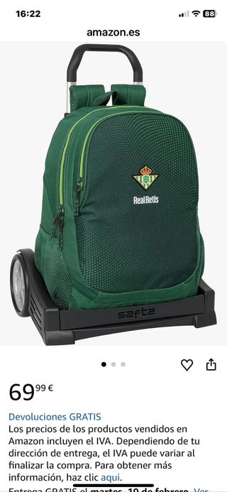 Mochila Betis con carro evolution Nueva